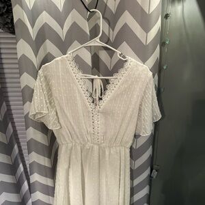 Elegant White Lace Trim Dress